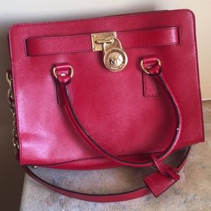Red Michael Kors Leather Purse